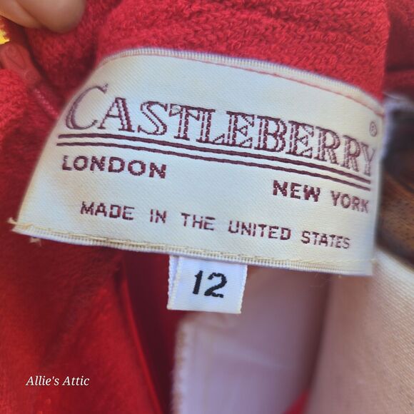 Castleberry London NY Vtg 70s 80s Red Knit Long Sleeve Terry Cloth Dress USA 12 - Picture 5 of 5